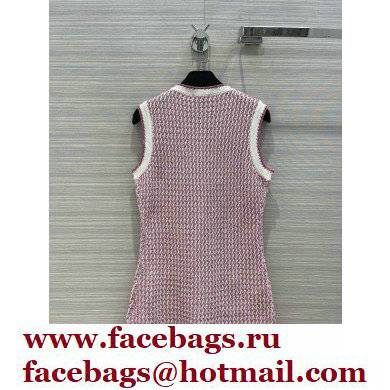 chanel tweed sleeveless dress pink 2022