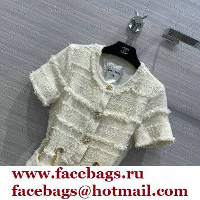 chanel white tweed dress with pearls 2022 - Click Image to Close