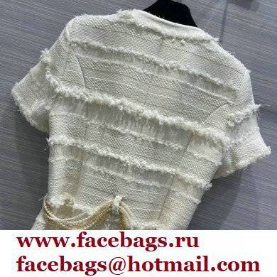 chanel white tweed dress with pearls 2022 - Click Image to Close