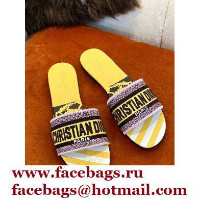 dior Bright Yellow and Pink D-Jungle Pop Cotton Embroidery Dway Slide 2022 dior Bright Yellow and Pink D-Jungle Pop Cotton Embroidery Dway Slide 2022