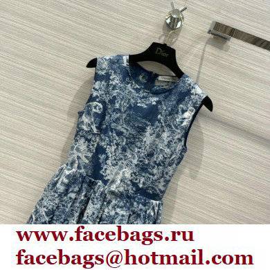 dior Navy Blue Cotton Voile with Toile de Jouy Reverse Motif Dress 2022 - Click Image to Close