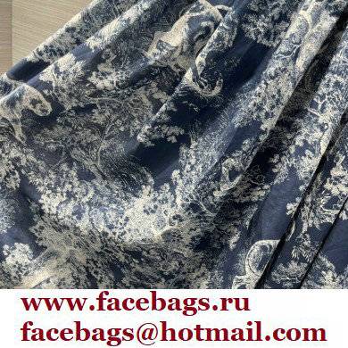 dior Navy Blue Cotton Voile with Toile de Jouy Reverse Motif Dress 2022 - Click Image to Close