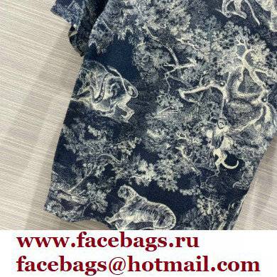 dior Navy Blue Toile de Jouy Cotton and Linen Jersey T-shirt 2022 - Click Image to Close