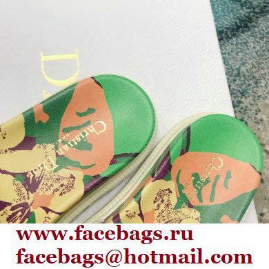 dior green Multicolor D-Flower Pop Cotton Embroidery Dway Slide - Click Image to Close