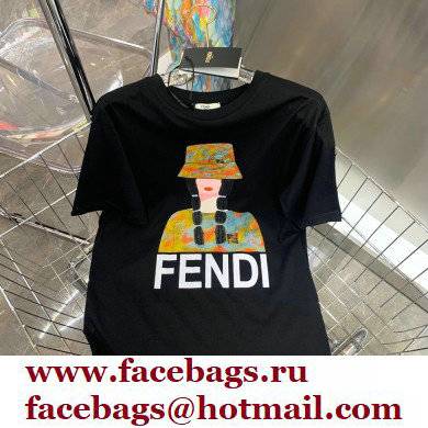 fendi logo printed T-shirt black 2022 - Click Image to Close