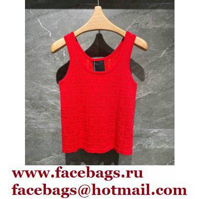 fendi logo printed knitted vest red 2022
