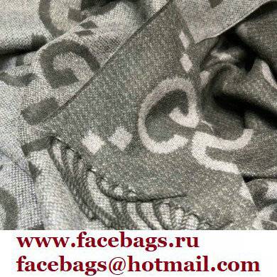 gucci GG wool jacquard scarf gray 2022 - Click Image to Close