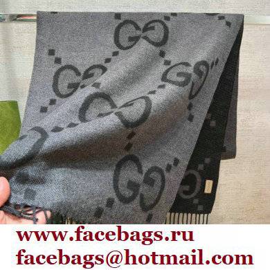 gucci GG wool jacquard scarf gray 2022 - Click Image to Close