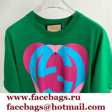 gucci Interlocking G heart T-Shirt green 2022