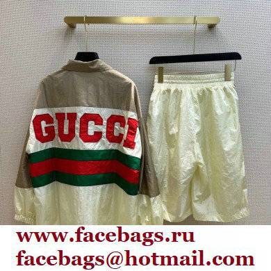 gucci Technical nylon jacket and shorts beige 2022