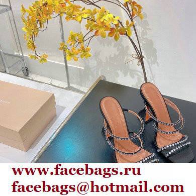 Amina Muaddi Heel 9.5cm Crystals Naima Sandals Satin Black 2022 - Click Image to Close