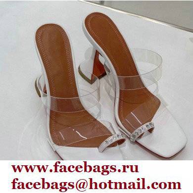 Amina Muaddi Heel 9.5cm Crystals Sami Sandals PVC 05 2022 - Click Image to Close