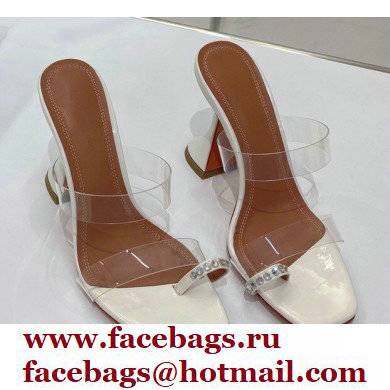 Amina Muaddi Heel 9.5cm Crystals Sami Sandals PVC 06 2022 - Click Image to Close