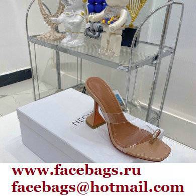 Amina Muaddi Heel 9.5cm Crystals Sami Sandals PVC 07 2022 - Click Image to Close