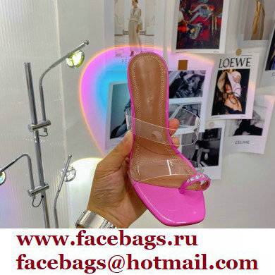 Amina Muaddi Heel 9.5cm Crystals Sami Sandals PVC 08 2022 - Click Image to Close