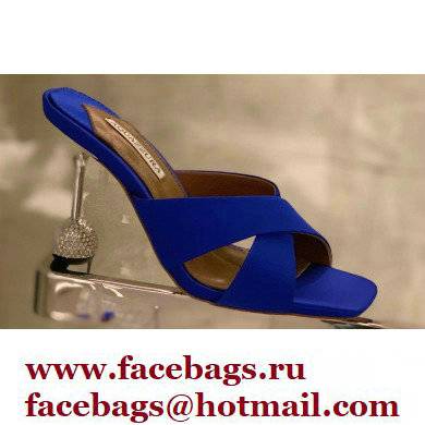 Aquazzura Heel 8.5cm Satin Yes Darling Mules Blue 2022