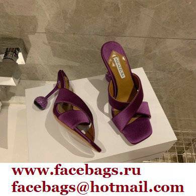 Aquazzura Heel 8.5cm Satin Yes Darling Mules Purple 2022