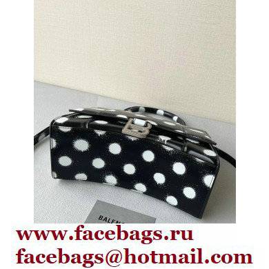 Balenciaga Hourglass Small Handbag Sprayed Polka Dots Printed Box Black 2022 - Click Image to Close