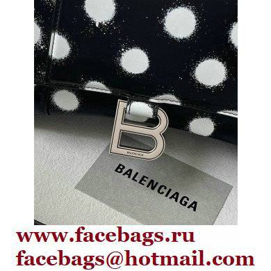 Balenciaga Hourglass Small Handbag Sprayed Polka Dots Printed Box Black 2022