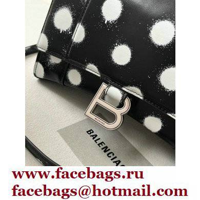 Balenciaga Hourglass Small Handbag Sprayed Polka Dots Printed Box Black 2022