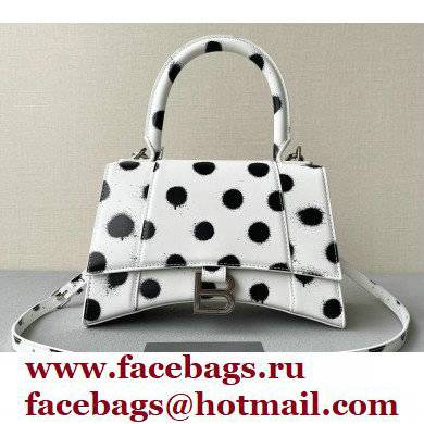 Balenciaga Hourglass Small Handbag Sprayed Polka Dots Printed Box White 2022