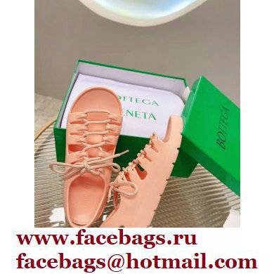 Bottega Veneta Jelly Rubber lace-up flat sandals Pink 2022 - Click Image to Close