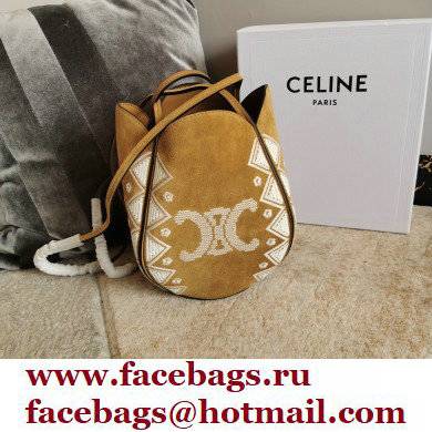 Celine Marlou Bag In Suede Calfskin With Triomphe Embroidery 2022 - Click Image to Close