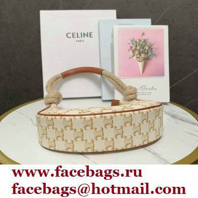Celine Medium Strap Ava Bag with Rope in Triomphe Canvas and Calfskin White 2022