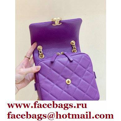 Chanel Backpack Bag with Chain AS3108 in Original Quality Grained Calfskin Purple 2022