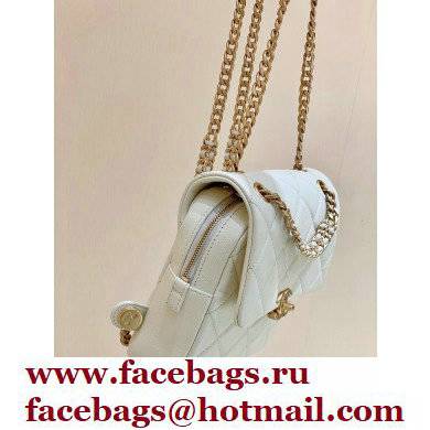 Chanel Backpack Bag with Chain AS3108 in Original Quality Grained Calfskin White 2022 - Click Image to Close