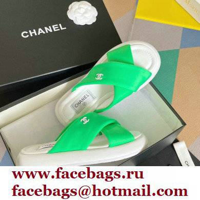 Chanel Fabric Cross Beach Sandals Mules G38864 Green 2022
