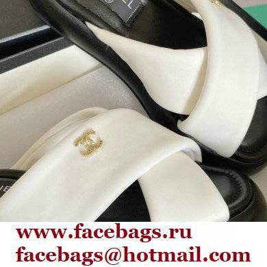 Chanel Fabric Cross Beach Sandals Mules G38864 White 2022 - Click Image to Close