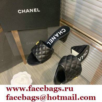 Chanel Heel 5cm CC Logo Lambskin Mules G38820 Black 2022