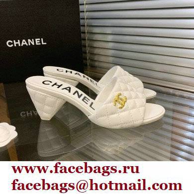 Chanel Heel 5cm CC Logo Lambskin Mules G38820 White 2022