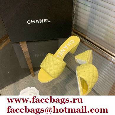 Chanel Heel 5cm CC Logo Lambskin Mules G38820 Yellow 2022