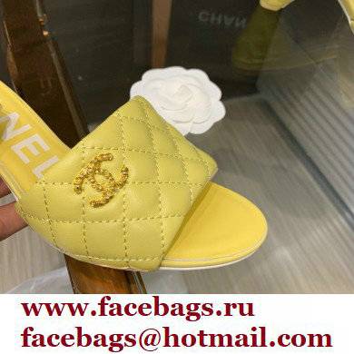 Chanel Heel 5cm CC Logo Lambskin Mules G38820 Yellow 2022