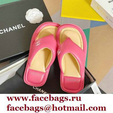 Chanel Lambskin Thong Beach Sandals Mules Fuchsia 2022