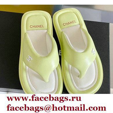 Chanel Lambskin Thong Beach Sandals Mules Light Green 2022 - Click Image to Close