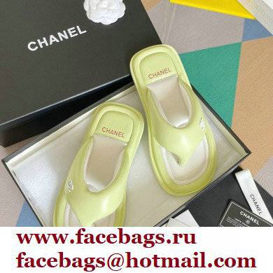 Chanel Lambskin Thong Beach Sandals Mules Light Green 2022