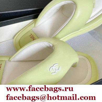 Chanel Lambskin Thong Beach Sandals Mules Light Green 2022 - Click Image to Close