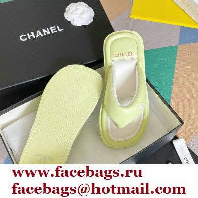 Chanel Lambskin Thong Beach Sandals Mules Light Green 2022