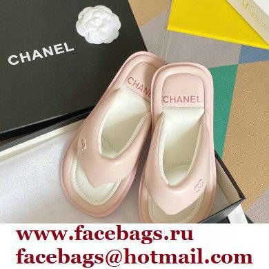 Chanel Lambskin Thong Beach Sandals Mules Light Pink 2022 - Click Image to Close