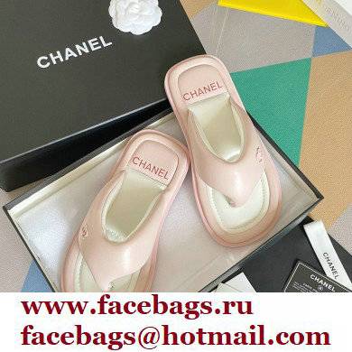Chanel Lambskin Thong Beach Sandals Mules Light Pink 2022