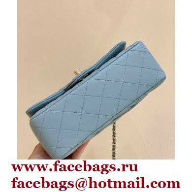Chanel Mini Flap Bag with Top Handle AS2431 in Original Quality Lambskin Baby Blue 2022