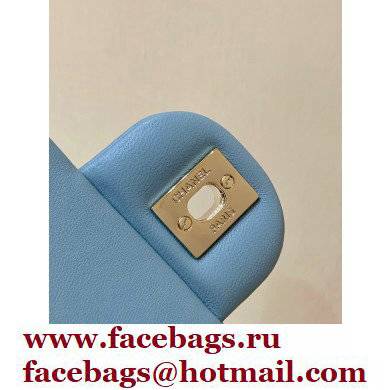 Chanel Mini Flap Bag with Top Handle AS2431 in Original Quality Lambskin Baby Blue 2022 - Click Image to Close