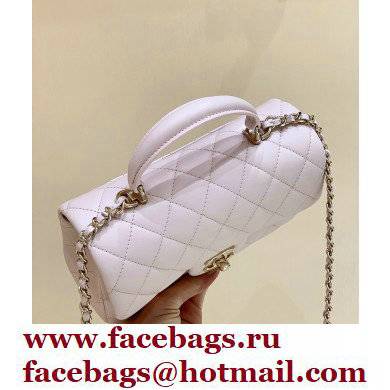 Chanel Mini Flap Bag with Top Handle AS2431 in Original Quality Lambskin Cherry Pink 2022 - Click Image to Close