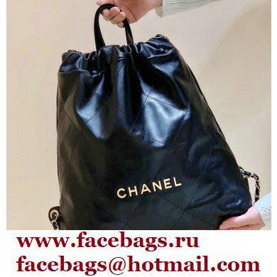 Chanel Shiny Calfskin CHANEL 22 Backpack Bag AS3313 in Original Quality Black/Gold 2022 - Click Image to Close