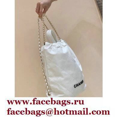 Chanel Shiny Calfskin CHANEL 22 Backpack Bag AS3313 in Original Quality White/Black 2022 - Click Image to Close