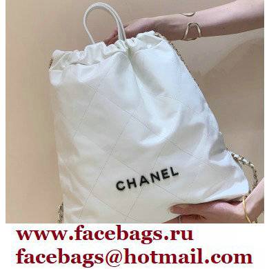 Chanel Shiny Calfskin CHANEL 22 Backpack Bag AS3313 in Original Quality White/Black 2022 - Click Image to Close