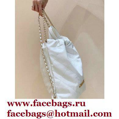 Chanel Shiny Calfskin CHANEL 22 Backpack Bag AS3313 in Original Quality White/Gold 2022 - Click Image to Close